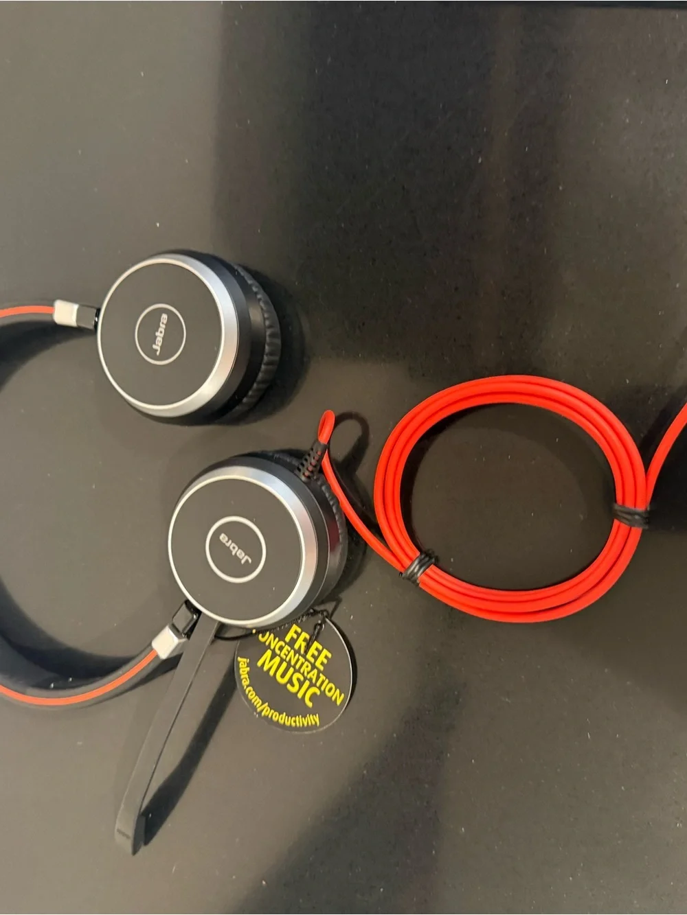 Jabra Evolve 40 Wired Headset in Black with Red Cable